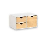 Kesper | Organizador con 3 cajones, MDF y bambú, dimensiones: 27 x 16 x 14 cm, color: blanco, natural | 58960