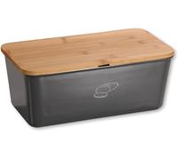 Kesper Panera 58089 en gris con tapa de bambú, 34 x 17 x 14 cm