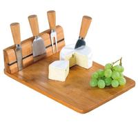 Kesper | Tabla de cortar queso con cubiertos, material: bambú, acero inoxidable, dimensiones: 30 x 20 x 8 cm, color: blanco | 58641 13