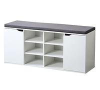 Kesper Zapatero con cojín, Material: Tablero de Fibra, Dimensiones: 103,5 x 48 x 29,5 cm, Color: Blanco | 15918 13