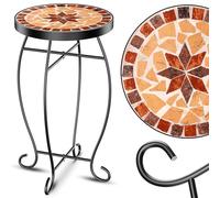 KESSE mesa de mosaico Taburete redondo de flores 60 x 34 cm Mosaico de metal Auxiliar Balcón Jardín Terraza