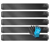 KESSER® Borde de césped Borde de arriate + Guantes 25m 100x18cm Borde de arriate Borde de césped Borde de siega Empalizada metálica Negro
