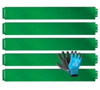 KESSER® Borde de césped Borde de arriate + Guantes 5m 100x14cm Borde de arriate Borde de césped Borde de siega Empalizada metálica Verde