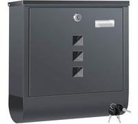 KESSER Buzón de acero inoxidable con compartimento para el periódico, placa para nombre, ventana de visualización, cepillado, 3 llaves con cerradura, recubrimiento en polvo, montaje en pared, grande