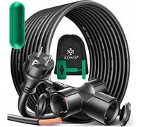 KESSER® Cable alargador de 10 m con Enchufe múltiple con 3 enchufes Schuko con Tapa Protectora - Exterior - para Uso en Interiores y Exteriores - Cable alargador Distribuidor - 230 V IP44 -