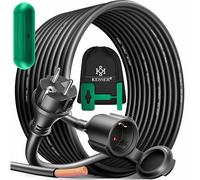 KESSER® Cable alargador de 10 m con Tapa Protectora para Exteriores e Interiores - Cable alargador de Corriente - 230 V IP44 - con Enchufe Schuko - Cable para Obras con Enchufe de Seguridad