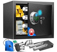 KESSER® Caja Fuerte Eléctrica Con Huellas Dactilares y Llave, Batería de Emergencia, Electrónica, 3 x Doble Perno de Cierre, de Pared, M - Negro