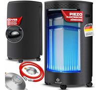 KESSER® Calentador de Gas de cerámica 4200W, Manguera de Gas, Incl. regulador de presión de Gas, Calentador de Gas In ubierta Protectora, Quemador de cerámica infrarrojo, negro