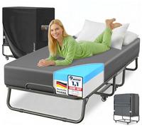 KESSER® Cama Plegable de 200 x 90 cm para Invitados, Incluye colchón de Espuma viscoelástica y Ruedas, Cama de Viaje Plegable con Marco de Metal Que soporta hasta 250 kg