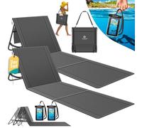 KESSER® Colchoneta de Playa Plegable con Respaldo Ajustable, Correa de Transporte, Funda Impermeable para Móvil y Bolsa de Almacenaje, Tumbona, hasta 130 kg, Set in 2 - Antracita