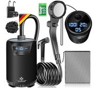 KESSER® Ducha solar de camping con bomba y batería recargable de 4000 mAh, juego de ducha para camping, incluye cabezal de ducha ajustable, manguera de 2 m, pistola pulverizadora y soporte
