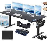 KESSER® Escritorio eléctrico Regulable en Altura, Escritorio Ergonómico de Bipedestación, Control de Memoria de 3 Funciones, Incl. Ruedas de 360° y Puerto de Carga USB, 160x70 cm - Negro