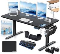 KESSER® Escritorio eléctrico Regulable en Altura, Escritorio Ergonómico de Bipedestación, Control de Memoria de 3 Funciones, Incl. Ruedas de 360° y Puerto de Carga USB, 120x60 cm - Negro