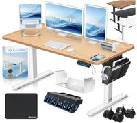 KESSER® Escritorio eléctrico Regulable en Altura, Escritorio Ergonómico de Bipedestación, Control de Memoria de 3 Funciones, Incl. Ruedas de 360° y Puerto de Carga USB, 120x60 cm - Beige