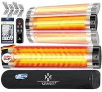 KESSER Estufa infrarroja de 2500 W con mando a distancia, 3 niveles, calentamiento instantáneo, soporte de pared, foco de terraza, calentador de cuarzo, calentador de terraza, incluye funda protectora
