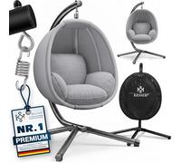 KESSER® Silla Colgante de Lujo con Marco + cojín de Asiento Suave, cojín Lateral, cojín de Asiento y Respaldo Cesta, Colgante para Interior y Exterior, Cesta Colgante de jardín, Peso máx. 150 kg
