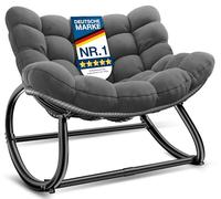 KESSER® Silla mecedora XXL para exteriores, ergonómica, con cojín para interior y exterior, sillón de relax, jardín, balcón, silla de jardín, silla de jardín resistente a la intemperie, cómoda