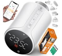 KESSER® - Termostato de radiador, 1 set | Termostato de calefacción WLAN con control App Smart Home | Alexa, Google Assistant con 6 válvulas de radiador, redondo/blanco