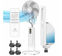 KESSER® Ventilador de pie Frosty con nebulizador de agua ultrasónico, refrigeración por agua, con mando a distancia y función de temporizador, humidificador silencioso, función de niebla, blanco
