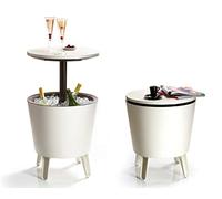 Keter 962CBEC Mesa de Fiesta con hielera integrada, Color Crema/marrón, 49,5 x 49,5 x 57 cm
