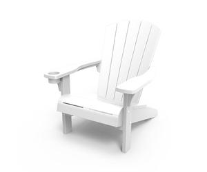 Keter Alpine - Tumbona de jardín para Exterior e Interior, Portavasos Integrado, Resina con Acabado imitación Madera, Color Blanco