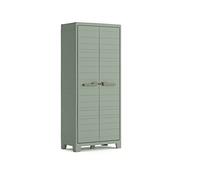 Keter Armario Planet Outdoor Multispace|Almacenaje Interior y Exterior|Resina|Resistente al Agua con 2 Puertas y 8 Baldas Regulables en Altura|Color Verde|80 x 44 x 182 cm
