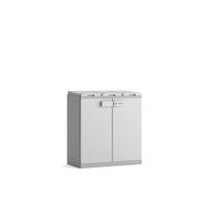 Keter Armario Recyclo Reciclaje|Contenedor con Tapa para la clasificación de residuos|Resina|2 Puertas y Capacidad 3 Bolsas|Color Blanco/Beige| 89 x 45 x 96 cm