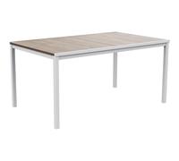 Keter Avon - Mesa Comedor Rectangular Exterior, jardín, terraza, 159 x 95 x 75 cm, 6 Personas, Resina, Tablero imitación Madera, Marco Blanco