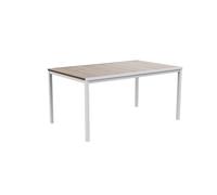 Keter Avon - Mesa Comedor Rectangular Exterior, jardín, terraza, 159 x 95 x 75 cm, Capacidad 6 Personas, Resina, Tablero Acabado imitación Madera, Marco Blanco