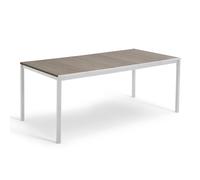 Keter Avon - Mesa Comedor Rectangular Exterior, jardín, terraza, 200 x 95 x 75 cm, 8 Personas, Resina, Tablero imitación Madera, Marco Blanco