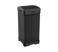 Keter Baltimore - Cubo de basura de resina de 38 galones para cocina al aire libre con tapa y bandeja de goteo para una fácil limpieza, perfecto para comedor en el patio, color negro