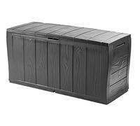 Keter Baúl de resina de paneles con efecto madera, con ruedas, con cerradura, 117 x 45 x 57,5 cm, 270 Lt, Gris Grafito
