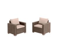 KETER CALIFORNIA CAPPUCINO Conjunto de Jardín terraza balcón 2 sillones exterior con COJIN resina sofa 83 x 68 x 72 WxDxH cm