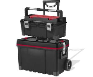 Keter- Carro de Herramientas Vertical + Caja de Herramientas, 22 y 26 Pulgadas, Negro, Rojo, Talla única
