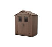 KETER Caseta de Jardín Darwin 6x4 cobertizo de almacenamiento EXTERIOR ordenación acero metal resina efecto madera 190x122x221 WxDxH cm