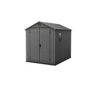 Keter Caseta De Jardín Darwin 6x8 Exterior Cobertizo Almacenamiento Textura Madera Resina Alta Resistencia Evotech 190x244x221 Wxdxh Cm