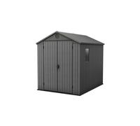 KETER Caseta de Jardín DARWIN 6x8 EXTERIOR cobertizo almacenamiento textura madera resina alta resistencia EVOTECH 190x244x221 WxDxH cm