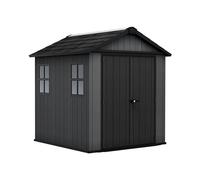 Keter Caseta Jardin Exterior Resina evotech Newton Plus 757,4,4m2,Ventana | 230x224x246 cm, color gris, aspecto madera, 2 opciones montaje, claraboya y se Puede Cerrar