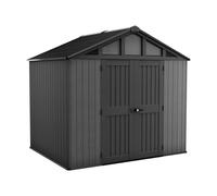 Keter Caseta Jardin Exterior Resina Stronghold 10x8,7,4 m2,Efecto Madera | 305x243x251 cm,Color antracita,sistema de ventilación, Puerta, Resistente al Agua