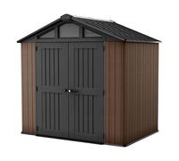 Keter Caseta Jardin Exterior Resina Stronghold 8x6,4,4 m2,Efecto Madera | 252x175x241 cm,Color Marrón,sistema de ventilación, Puerta, Resistente al Agua