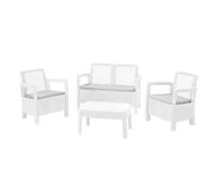 KETER Conjunto de Jardín EXTERIOR TARIFA LOUNGE sofá + sillones + mesa color blanco resina alta resistencia terraza sillas