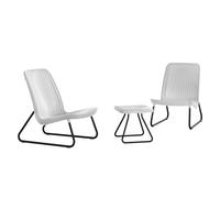 KETER Conjunto de Jardín terraza balcón RIO PATIO blanco exterior AnxPxAl cm Sillas 54x76x77,5; mesa 38x38x36,5