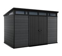 Caseta de resina cortina 117 de 340x226x218 cm y 7.4 m2 con 20 mm espesor y doble puerta abatible keter