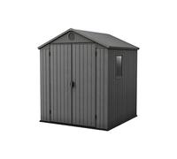 Keter Darwin Caseta de Jardín Exterior Gris, 190x183x221. 3,3m2, Efecto Madera, Resistente a UV, con Ventilación (6x6)