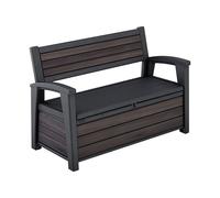 Keter Deco, Banco arcón Exterior, Baúl almacenaje, Capacidad 227 L, Resina, Acabado Efecto Madera Rosewood, 151.7 x 72.5 x 70 cm