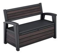 Keter Deco, Banco arcón Exterior, Baúl almacenaje, Capacidad 227 L, Resina, Acabado Efecto Madera Rosewood, 151.7 x 72.5 x 70 cm