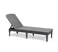 Keter Jaipur-Tumbona de Jardín Plegable, para Exterior terrazas, Patios, Jardines, con cojín Incluido, Color Gris