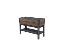 Keter Jardinera de Exterior Deco, Ideal para Flores y aromáticas, Acabado Efecto Nogal, Capacidad 120 l, 113 x 47,5 x 79,8 cm