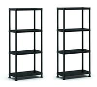 Keter Juego de 2 estanterías 60/4, Color Negro, 4 estantes, Capacidad máxima 20 kg Cada uno, 60 x 30 x 135 cm