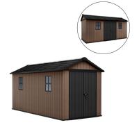 Keter Newton plus 7515/1575 - Caseta de jardín - Con puerta de doble hoja y ventanas - 230x476x246 cm